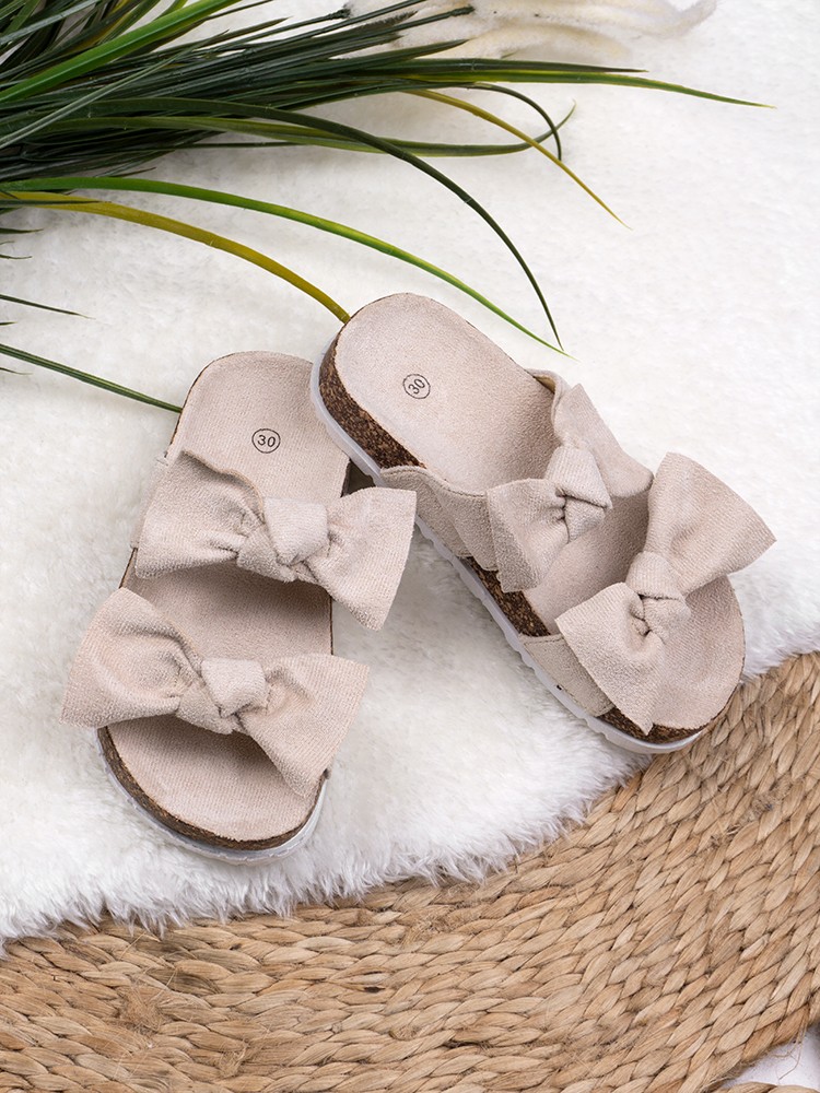 DOUBLE BOW CREAM SLIPPERS %COLOUR%