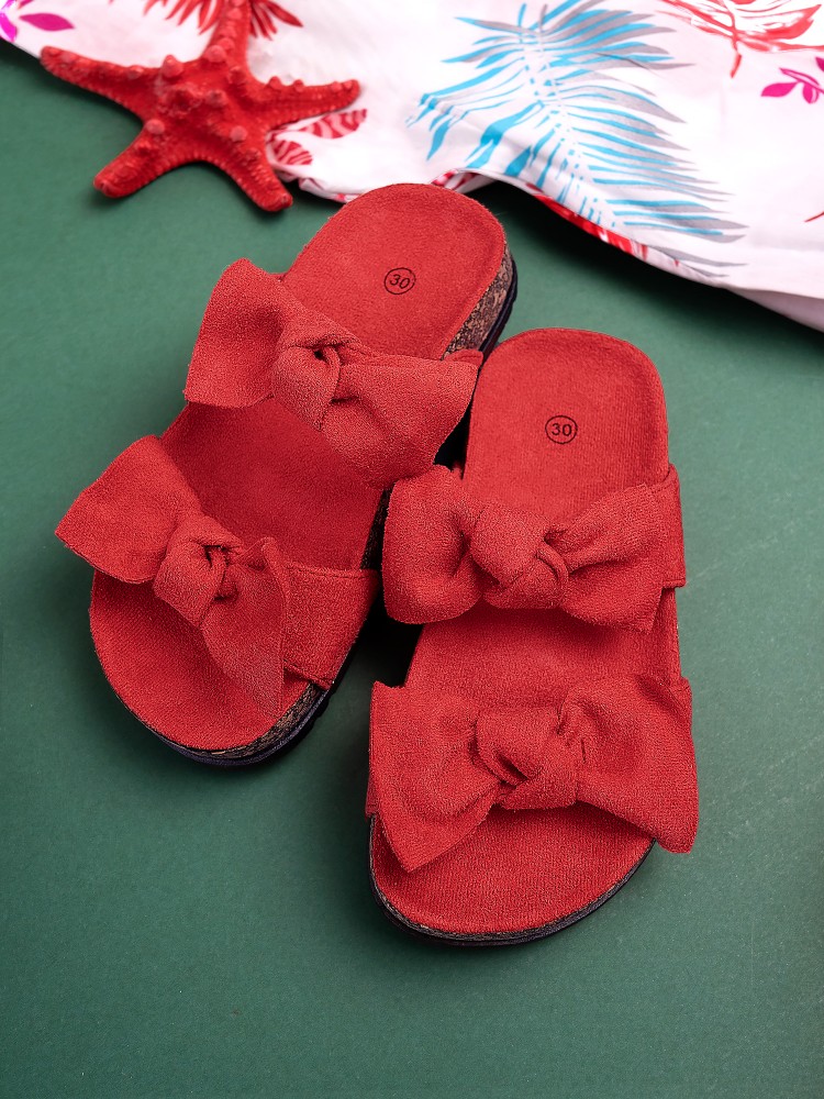 DOUBLE BOW RED SLIPPERS %COLOUR%