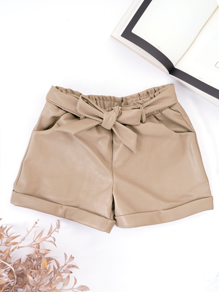 DARMONY BEIGE LEATHER SHORTS