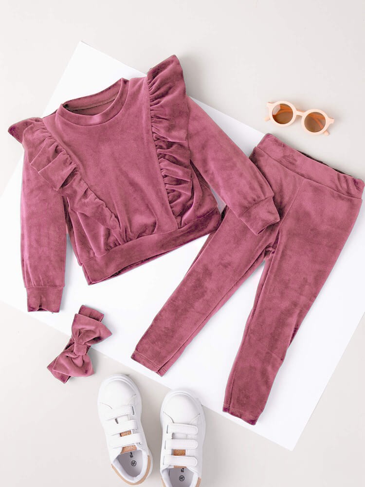 MADELYN DUSTY PINK VELOUR SET